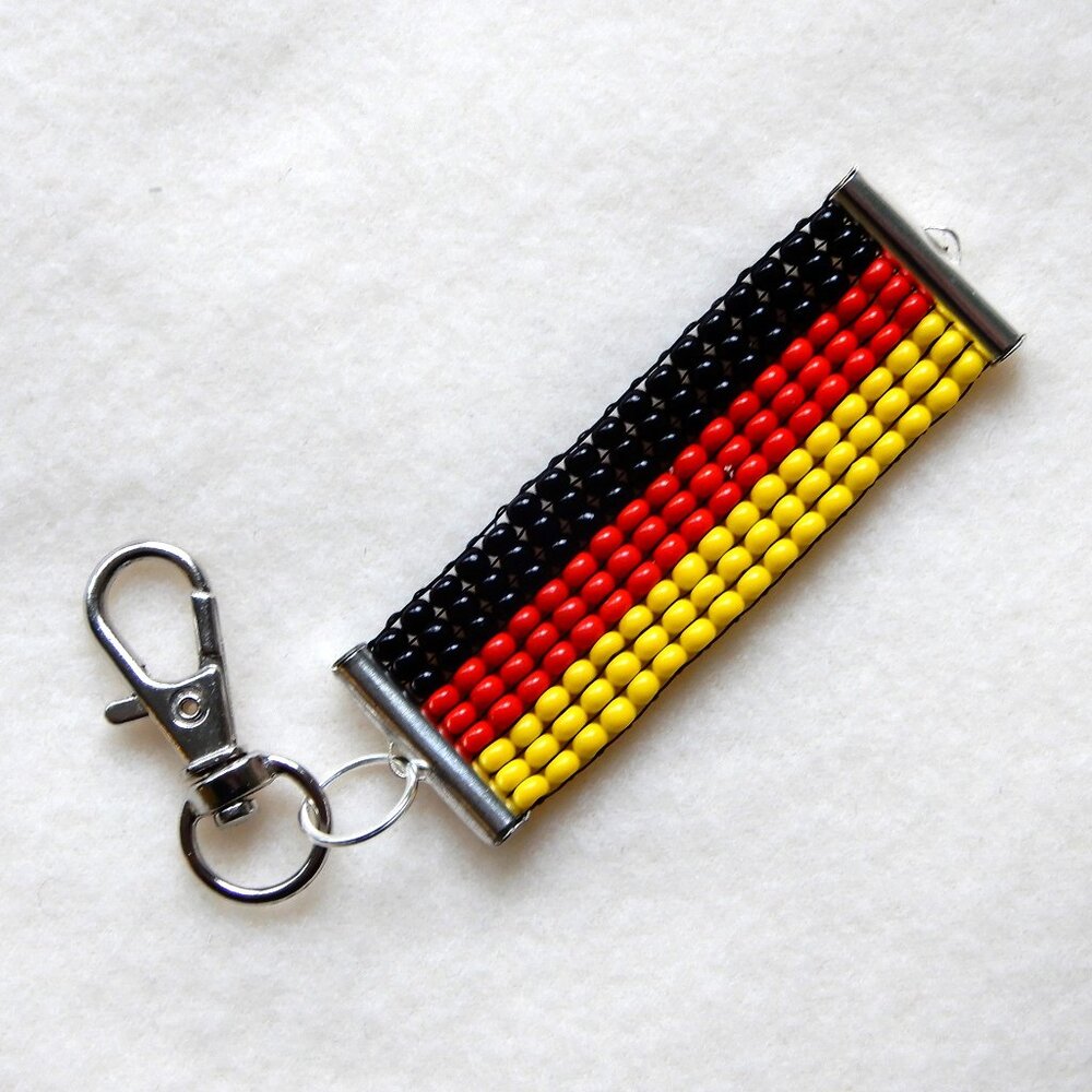 Germany German flag bead keychain/bag charm, handmade, seed beads, Deutschland